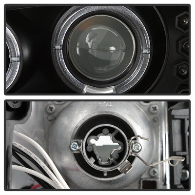 LED Halo Black Projector Headlights <br>95-99 Chevrolet Cavalier