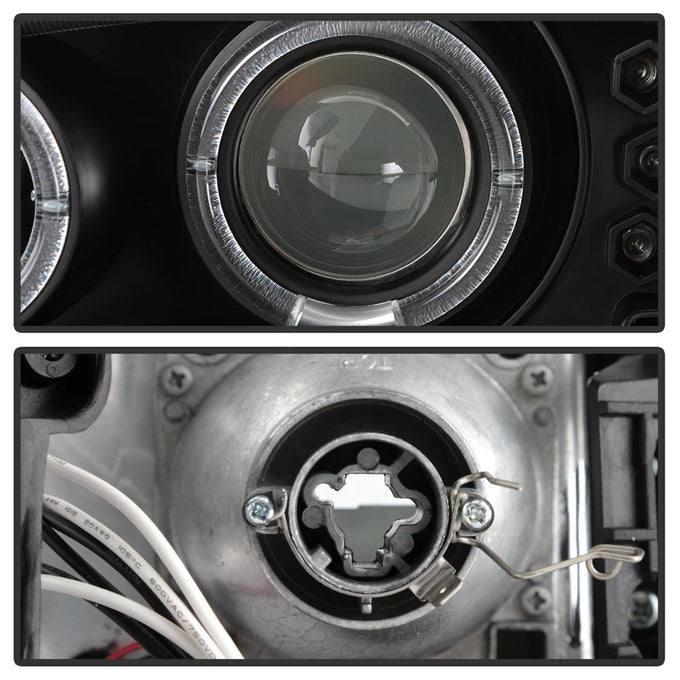 LED Halo Black Projector Headlights <br>95-99 Chevrolet Cavalier