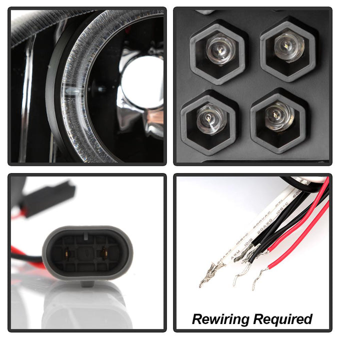 LED Halo Black Projector Headlights <br>95-99 Chevrolet Cavalier