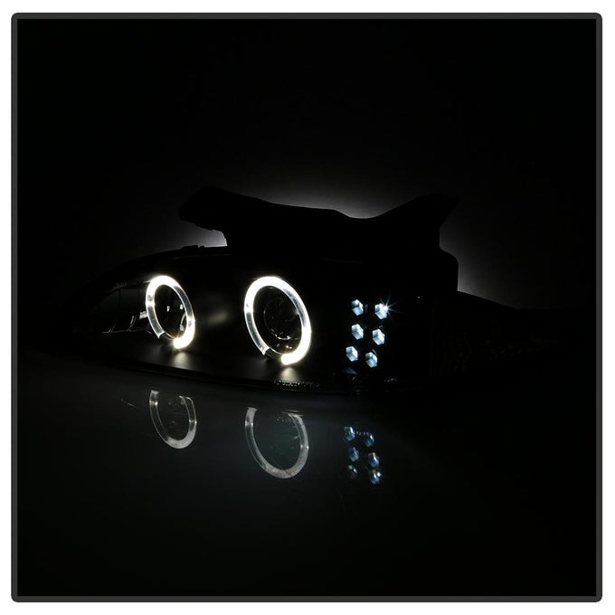 LED Halo Black Projector Headlights <br>95-99 Chevrolet Cavalier