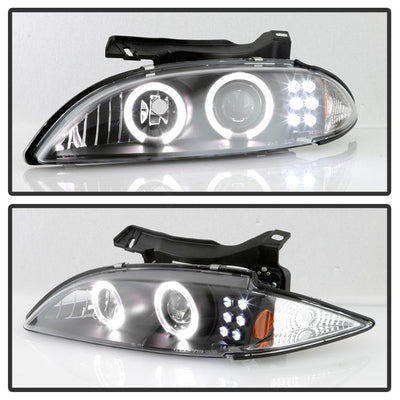 LED Halo Black Projector Headlights <br>95-99 Chevrolet Cavalier