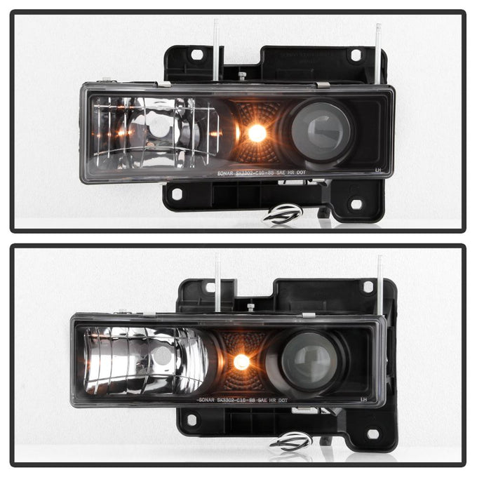 Black Projector Headlights <br>88-99 Chevy C/K-Series/ Suburban, Tahoe Yukon