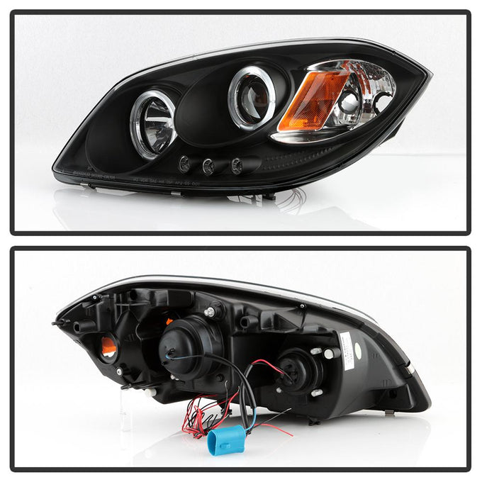 LED Halo Black Projector Headlights <br>99-06 GMC Sierra 1500-3500, Yukon