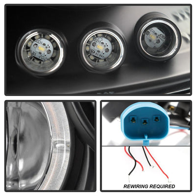 LED Halo Black Projector Headlights <br>99-06 GMC Sierra 1500-3500, Yukon