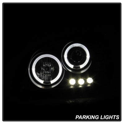 LED Halo Black Projector Headlights <br>99-06 GMC Sierra 1500-3500, Yukon