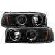 LED Halo Black Projector Headlights <br>99-06 GMC Sierra 1500-3500, Yukon, 2007 Classic