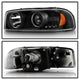 LED Halo Black Projector Headlights <br>99-06 GMC Sierra 1500-3500, Yukon, 2007 Classic