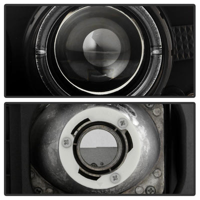 LED Halo Black Projector Headlights <br>99-06 GMC Sierra 1500-3500, Yukon, 2007 Classic