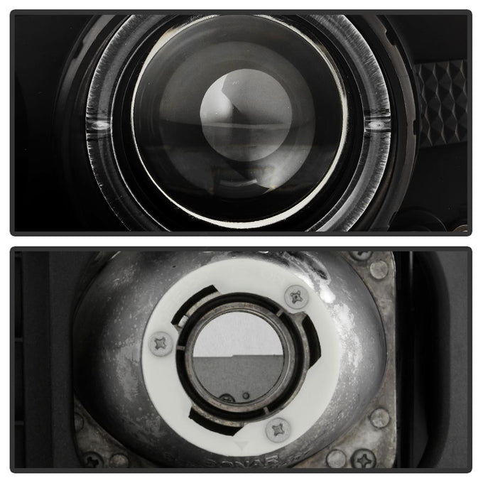 LED Halo Black Projector Headlights <br>99-06 GMC Sierra 1500-3500, Yukon, 2007 Classic
