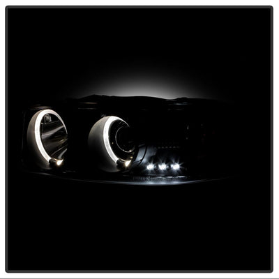 LED Halo Black Projector Headlights <br>99-06 GMC Sierra 1500-3500, Yukon, 2007 Classic