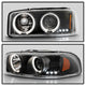LED Halo Black Projector Headlights <br>99-06 GMC Sierra 1500-3500, Yukon, 2007 Classic