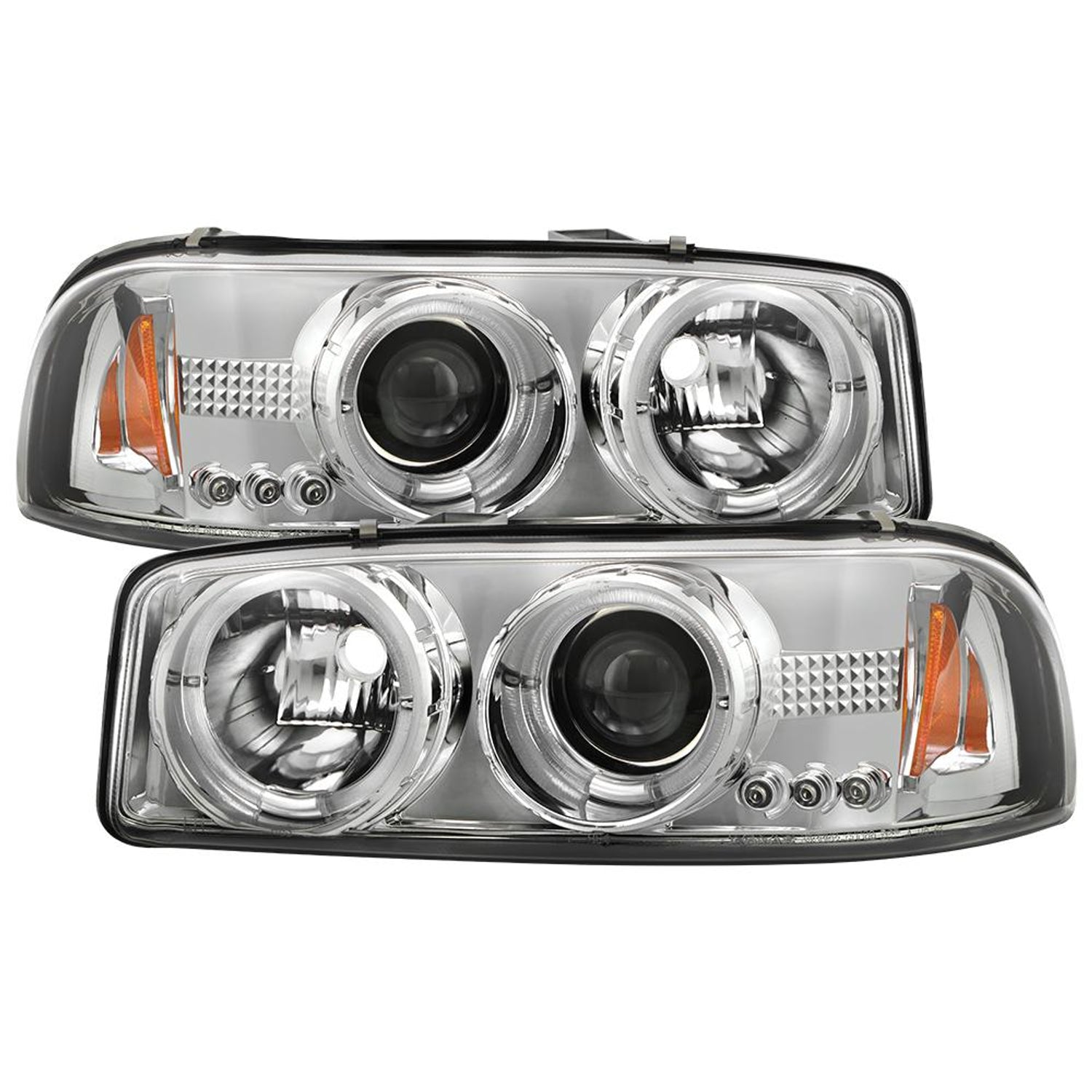 LED Halo Chrome Projector Headlights <br>99-06 GMC Sierra 1500-3500, Yukon, 2007 Classic