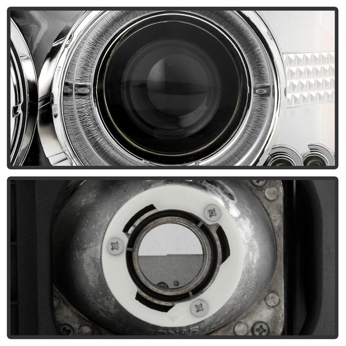 LED Halo Chrome Projector Headlights <br>99-06 GMC Sierra 1500-3500, Yukon, 2007 Classic