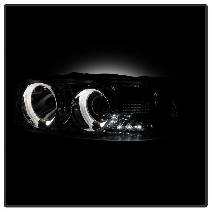 LED Halo Chrome Projector Headlights <br>99-06 GMC Sierra 1500-3500, Yukon, 2007 Classic