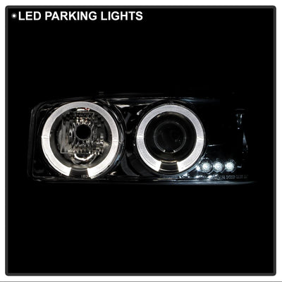 LED Halo Chrome Projector Headlights <br>99-06 GMC Sierra 1500-3500, Yukon, 2007 Classic