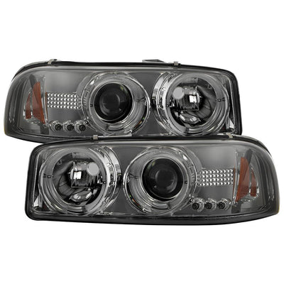 LED Halo Smoke Projector Headlights <br>99-06 GMC Sierra 1500-3500, Yukon, 2007 Classic