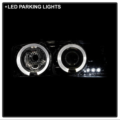 LED Halo Smoke Projector Headlights <br>99-06 GMC Sierra 1500-3500, Yukon, 2007 Classic