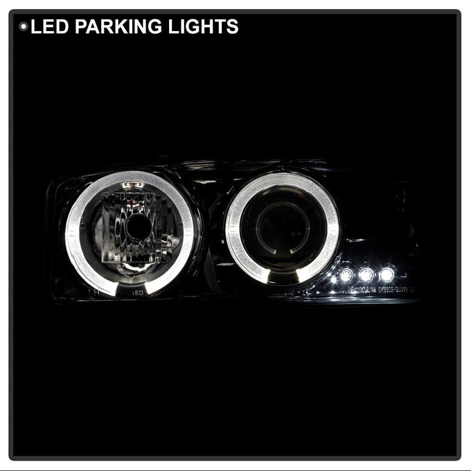 LED Halo Smoke Projector Headlights <br>99-06 GMC Sierra 1500-3500, Yukon, 2007 Classic