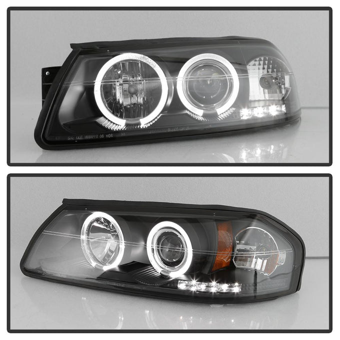 LED Halo Black Projector Headlights <br>00-05 Chevrolet Impala