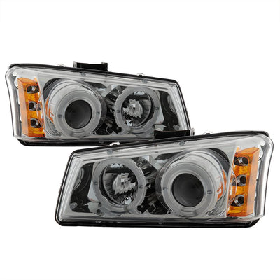LED Halo Chrome Projector Headlights <br>02-06 Chevy Avalanche, Silverado 1500