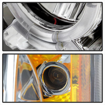 LED Halo Chrome Projector Headlights <br>02-06 Chevy Avalanche, Silverado 1500