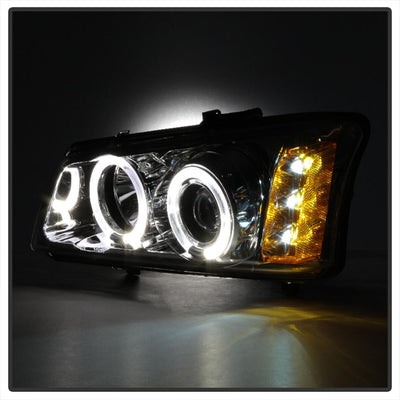 LED Halo Chrome Projector Headlights <br>02-06 Chevy Avalanche, Silverado 1500