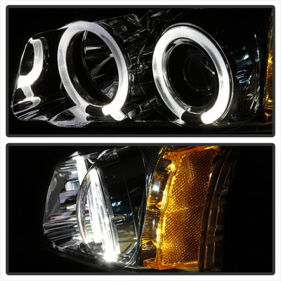 LED Halo Chrome Projector Headlights <br>02-06 Chevy Avalanche, Silverado 1500