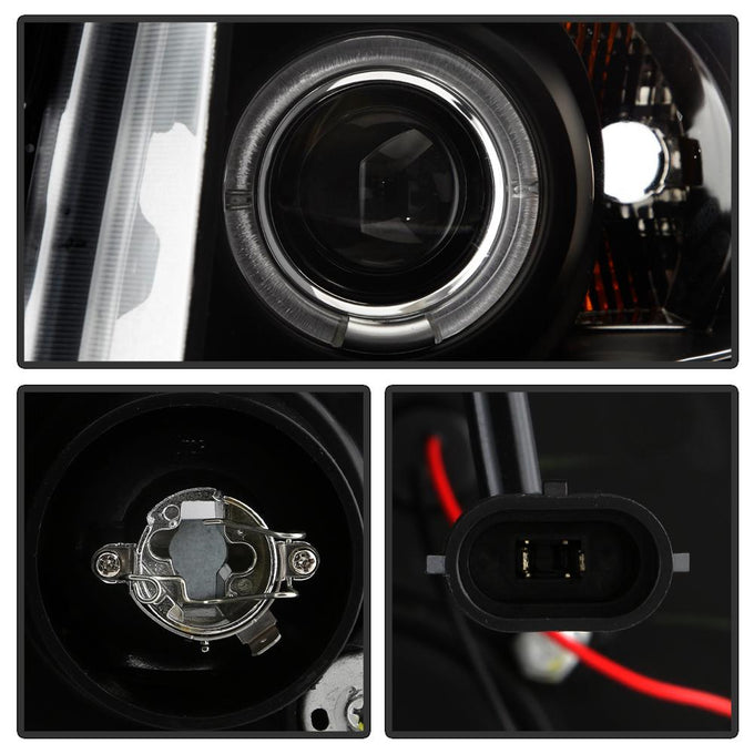 LED Halo Black Projector Headlights <br>07-13 Chevy Silverado 1500, 2500 HD, 3500 HD