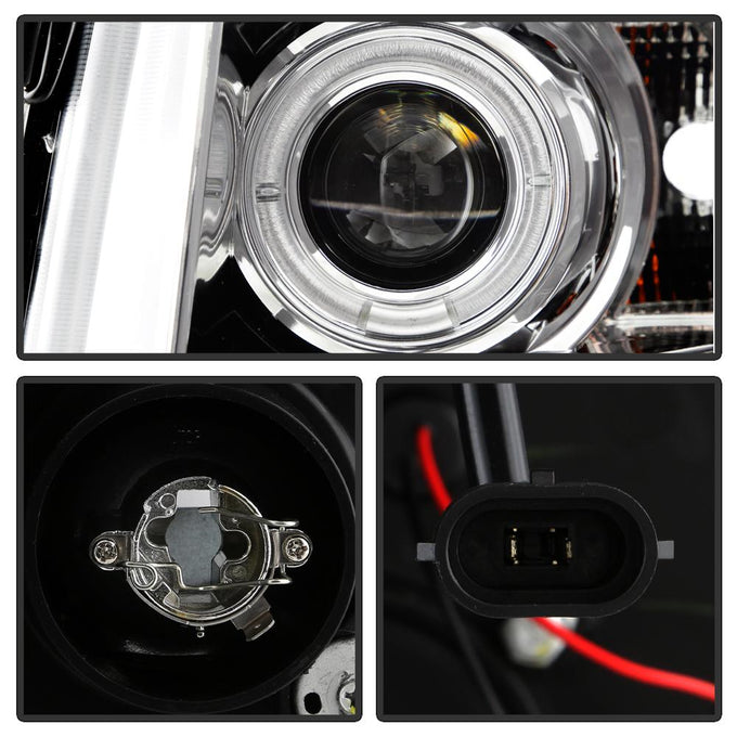 LED Halo Chrome Projector Headlights <br>07-13 Chevy Silverado 1500, 2500 HD, 3500 HD