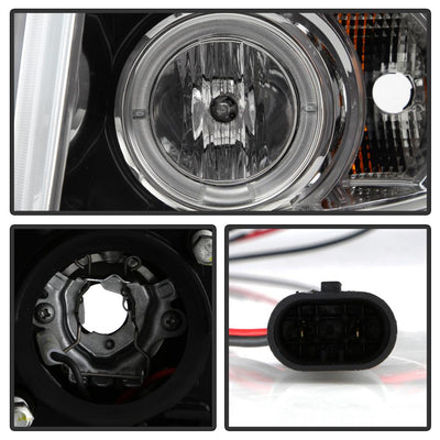 LED Halo Chrome Projector Headlights <br>07-13 Chevy Silverado 1500, 2500 HD, 3500 HD