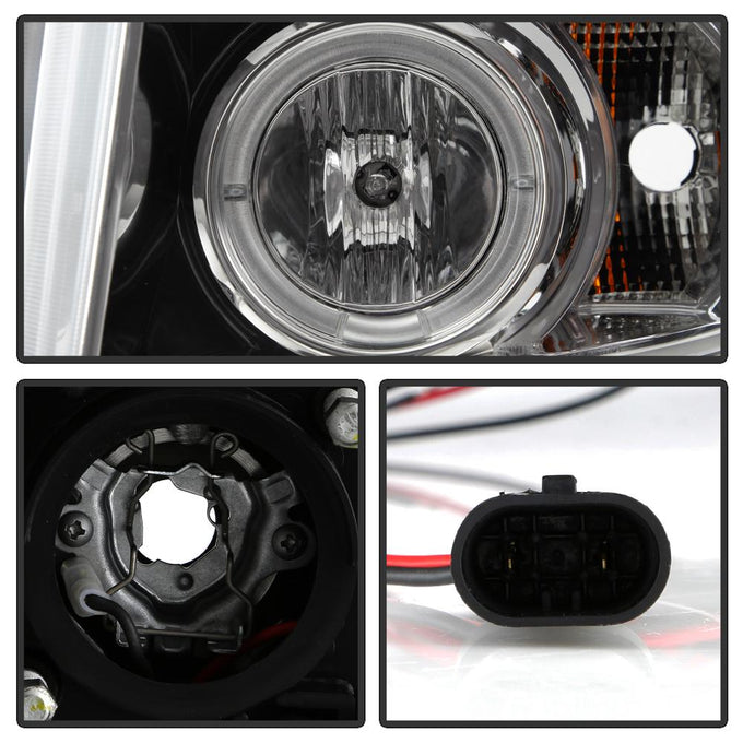 LED Halo Chrome Projector Headlights <br>07-13 Chevy Silverado 1500, 2500 HD, 3500 HD