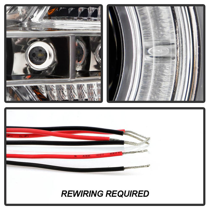 LED Halo Chrome Projector Headlights <br>07-13 Chevy Silverado 1500, 2500 HD, 3500 HD