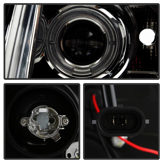 LED Halo Smoke Projector Headlights <br>07-13 Chevy Silverado 1500, 2500 HD, 3500 HD