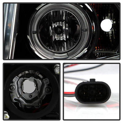 LED Halo Smoke Projector Headlights <br>07-13 Chevy Silverado 1500, 2500 HD, 3500 HD