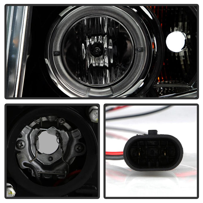 LED Halo Smoke Projector Headlights <br>07-13 Chevy Silverado 1500, 2500 HD, 3500 HD