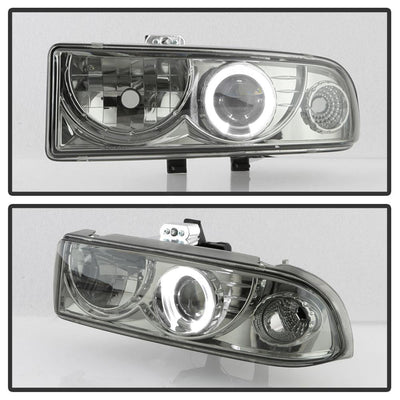 LED Halo Smoke Projector Headlights <br>98-05 Chevrolet Blazer 98-04 Chevrolet S10