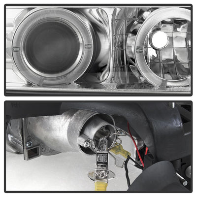 LED Halo Chrome Projector Headlights <br>99-02 Chevy Silverado, 00-06 Suburban 1500, 2500