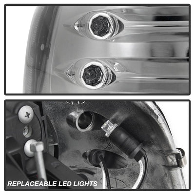 LED Halo Chrome Projector Headlights <br>99-02 Chevy Silverado, 00-06 Suburban 1500, 2500