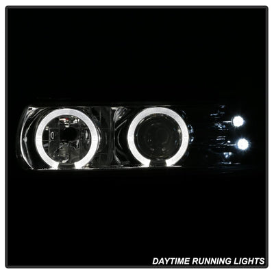 LED Halo Chrome Projector Headlights <br>99-02 Chevy Silverado, 00-06 Suburban 1500, 2500