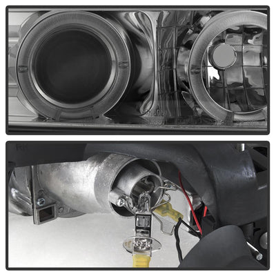 LED Halo Smoke Projector Headlights <br>99-02 Chevy Silverado, 00-06 Suburban 1500, 2500