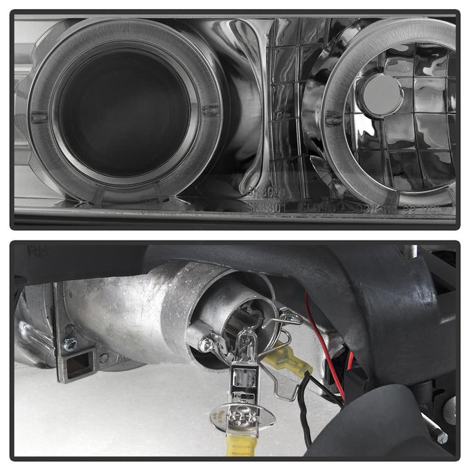 LED Halo Smoke Projector Headlights <br>99-02 Chevy Silverado, 00-06 Suburban 1500, 2500