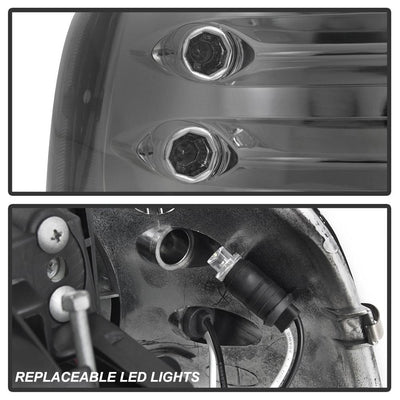 LED Halo Smoke Projector Headlights <br>99-02 Chevy Silverado, 00-06 Suburban 1500, 2500
