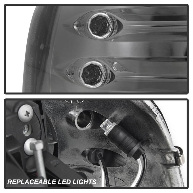 LED Halo Smoke Projector Headlights <br>99-02 Chevy Silverado, 00-06 Suburban 1500, 2500