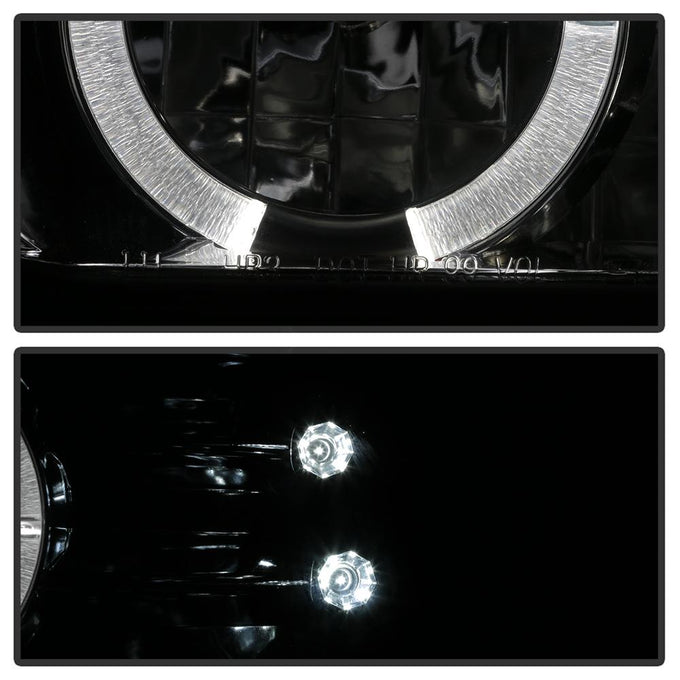 LED Halo Smoke Projector Headlights <br>99-02 Chevy Silverado, 00-06 Suburban 1500, 2500