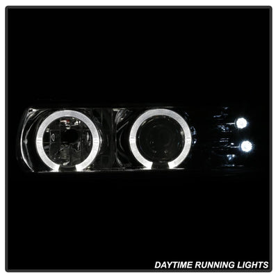 LED Halo Smoke Projector Headlights <br>99-02 Chevy Silverado, 00-06 Suburban 1500, 2500