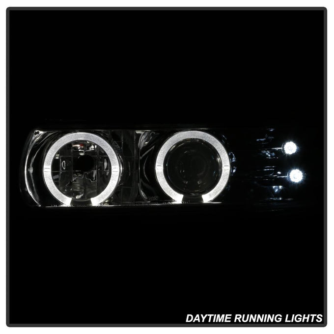 LED Halo Smoke Projector Headlights <br>99-02 Chevy Silverado, 00-06 Suburban 1500, 2500