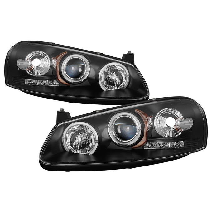LED Halo Black Projector Headlights <br>01-03 Chrysler Sebring 01-06 Dodge Stratus