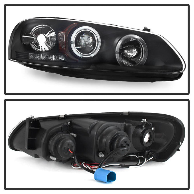 LED Halo Black Projector Headlights <br>01-03 Chrysler Sebring 01-06 Dodge Stratus