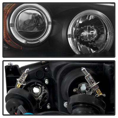 LED Halo Black Projector Headlights <br>01-03 Chrysler Sebring 01-06 Dodge Stratus