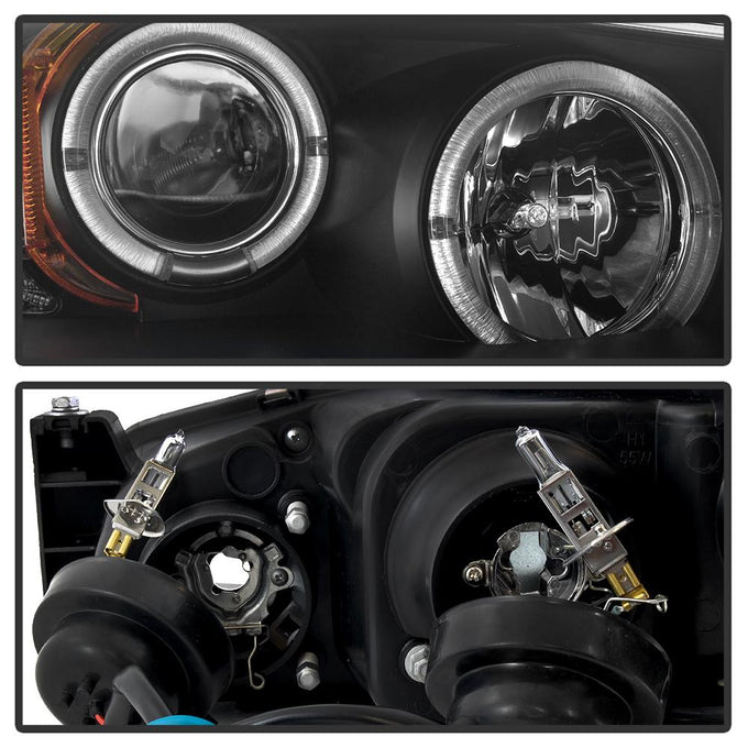 LED Halo Black Projector Headlights <br>01-03 Chrysler Sebring 01-06 Dodge Stratus